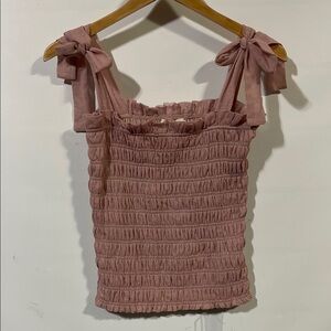 Anthropologie Pink Smocked Tank Top, S